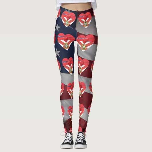 Florida Love Patriotic Flag Fun Leggings (Devant)
