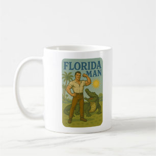 Florida Man Alligator Vriend Grappig Retro Kust Koffiemok