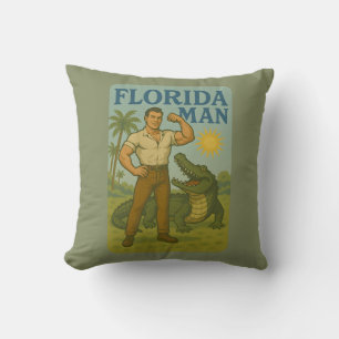 Florida Man Alligator Vriend Grappig Retro Kust- Kussen