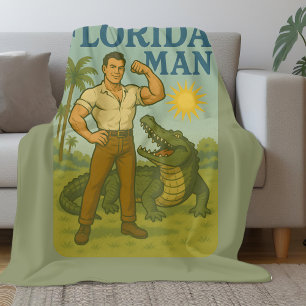 Florida Man Alligator Vriend Grappige Retro Kust Fleece Deken