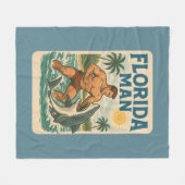 Florida Man Coastal Shark Wrestler - Retro Beach Fleece Deken (Voorkant (Horizontaal))