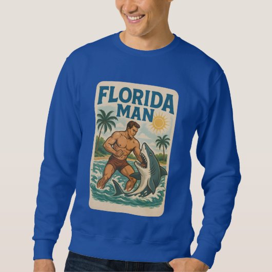 Florida Man Coastal Shark Wrestler - Retro Beach Trui (Voorkant)
