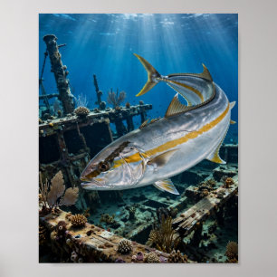 Florida Man Greater Amberjack Reef Vis Poster
