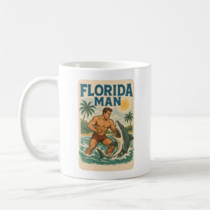 Florida Man kusthaai worstelaar   Retro strand Koffiemok