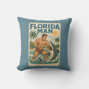 Florida Man Kusthaaienworstelaar Retro Strand Kussen