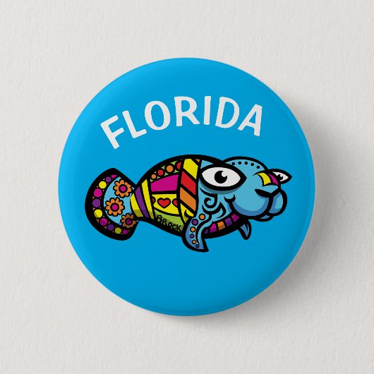 Florida Manatee Ronde Button 5,7 Cm (Voorkant)