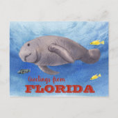 Florida Manatee Waterverf onder water Briefkaart (Voorkant)