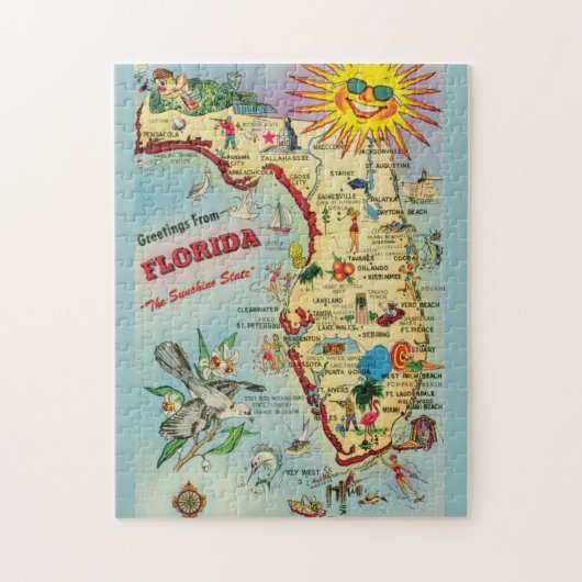 Florida Map 11x14 Legpuzzel (Verticaal)