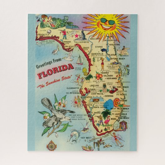 Florida Map 16x20 Jigzaag Puzzle Legpuzzel (Verticaal)