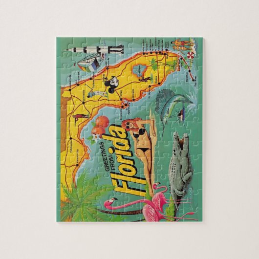 Florida Map 8x10 Jigzaag Puzzle Legpuzzel (Verticaal)