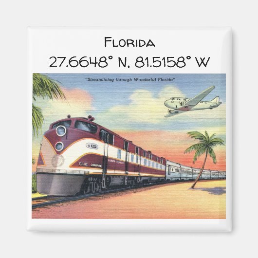 Florida Map Coordinates Style Magneet (Voorkant)