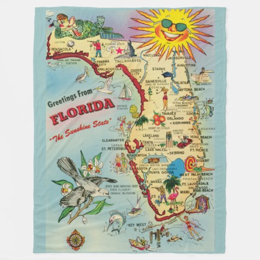 Florida Map Fleece Blanket (Voorkant)