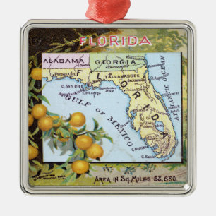 Florida Map Metalen Ornament