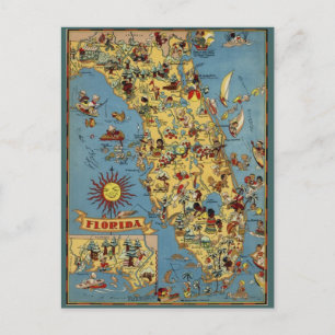  Florida Map Post Card Briefkaart