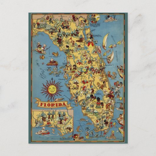  Florida Map Post Card Briefkaart (Voorkant)