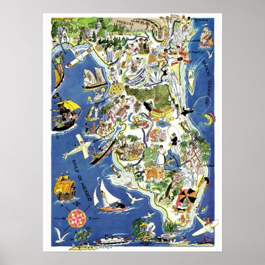 Florida Map - Poster zoeken (Voorkant)