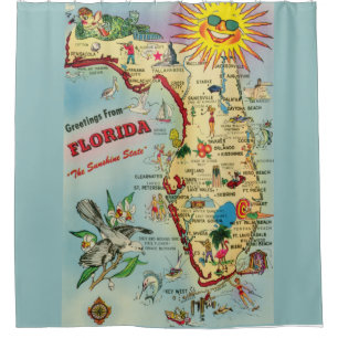 Florida Map Shower Curtain Douchegordijn