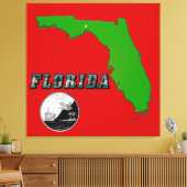 Florida Map, tekst, State Faux Quarter Canvas afdr Afdruk (Insitu (Woonkamer))