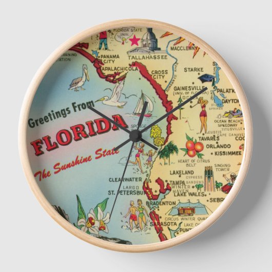Florida Map Wall klok (Voorkant)