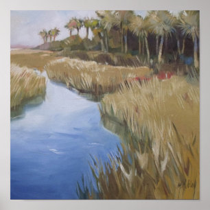 Florida marshland wildernis grassen en palmboom poster