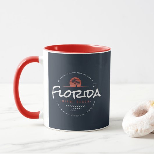 Florida Miami Beach Retro Zonsondergang Palm Tropi Mok (Met donut)