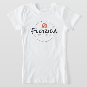 Florida Miami Beach Retro Zonsondergang Palm Tropi T-shirt