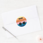 Florida Miami Sunset Palm Trevel Ronde Sticker (Envelop)