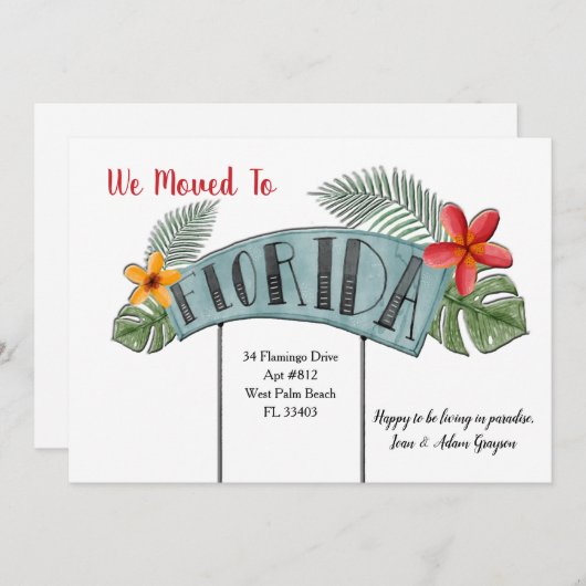 Florida Moving Announcement Aankondiging (Voorkant / Achterkant)