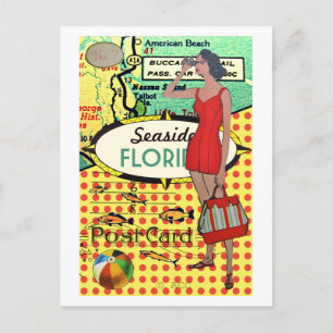 Florida, naast het badpak schoonheidsretro briefkaart