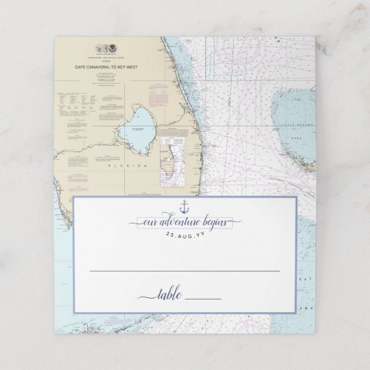#Florida #Nautical Chart Anchor #Wedding/Event (Buitenkant ongevouwen)