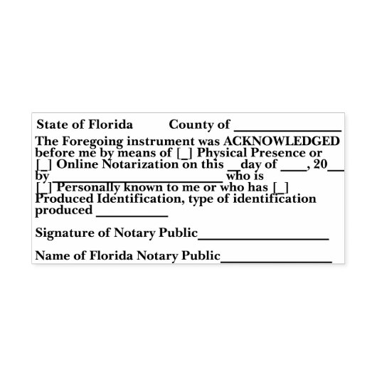Florida Notariële Erkenning Zelfinktamponderstempe Zelfinktende Stempel (Design)