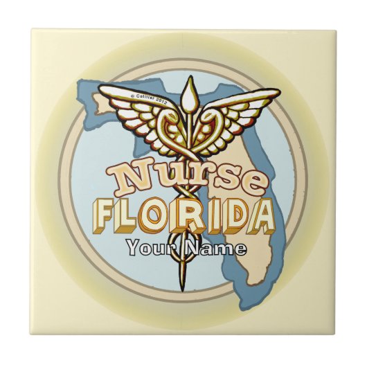 Florida Nurse Caduceus Tile Tegeltje (Voorkant)