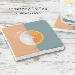 Florida Orange Golfbal Stenen Onderzetter