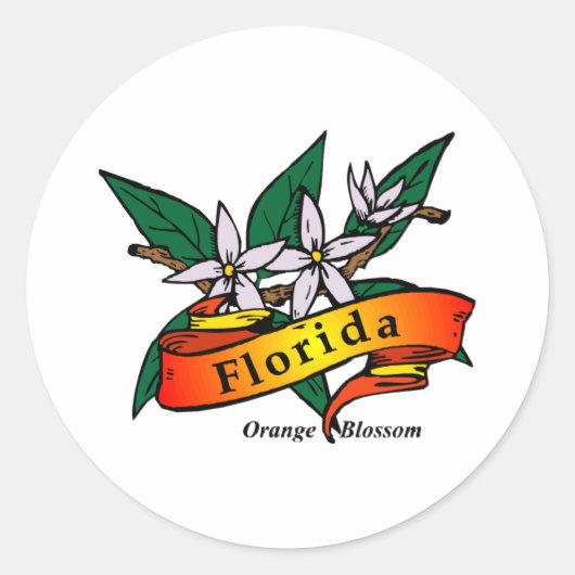 Florida Oranje Blossom Ronde Sticker (Voorkant)