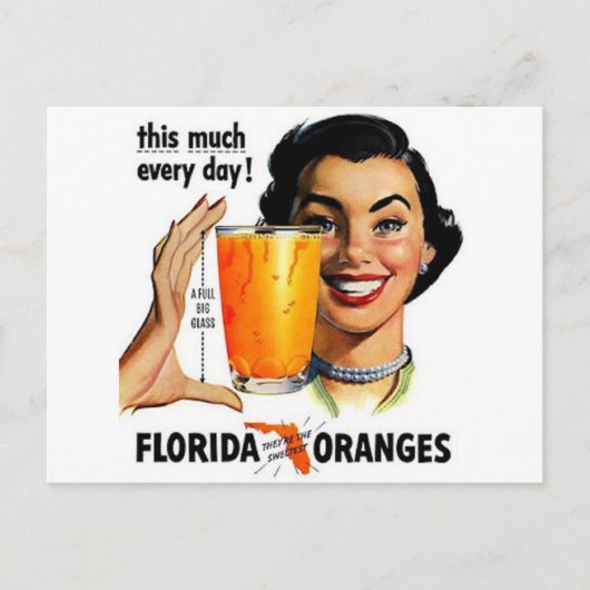 Florida Oranje Juice Briefkaart (Voorkant)