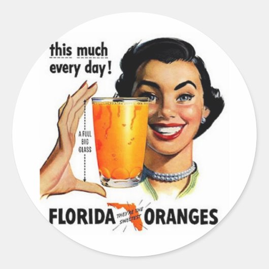Florida Oranje Juice Ronde Sticker (Voorkant)