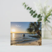 Florida Overhellende Palmboom Zonsondergang Bedank Briefkaart (Staand voorkant)