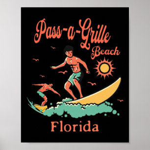 Florida P-a-grille Strand Fl Surfer Surfen Vissen Poster