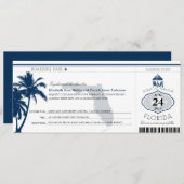Florida Palm Tree Boarding Pass Wedding Kaart (Voorkant / Achterkant)
