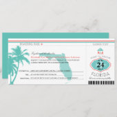 Florida Palm Tree Boarding Pass Wedding Kaart (Voorkant / Achterkant)