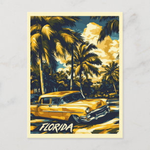 Florida Palm Tree Retro Auto Reizen Briefkaart