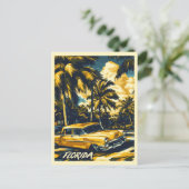  Florida Palm Tree Retro Auto Reizen Briefkaart (Staand voorkant)