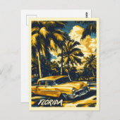  Florida Palm Tree Retro Auto Reizen Briefkaart (Voorkant / Achterkant)