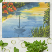  Florida Palm Tree Sunset Kitchen Tea Towel Theedoek (Gevouwen)