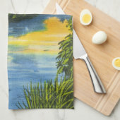  Florida Palm Tree Sunset Kitchen Tea Towel Theedoek (Quarter Fold)