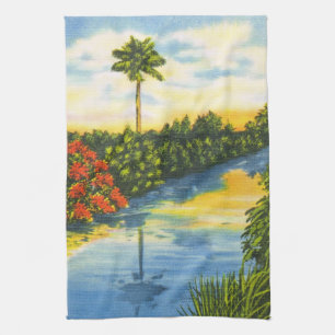 Florida Palm Tree Sunset Kitchen Tea Towel Theedoek