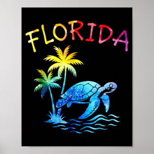Florida palmbomen zonsondergang zeeschildpad tropi poster