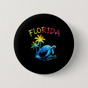 Florida palmbomen zonsondergang zeeschildpad tropi ronde button 5,7 cm