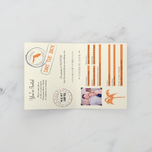 Florida Passport bruiloft uitnodiging (Binnen)