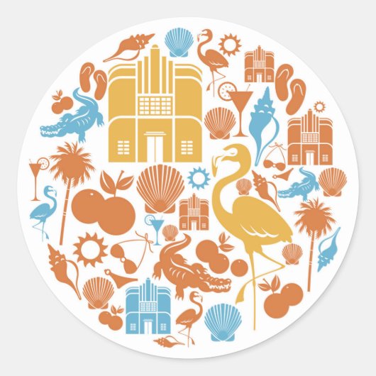 Florida-pictogrammen Ronde Sticker (Voorkant)